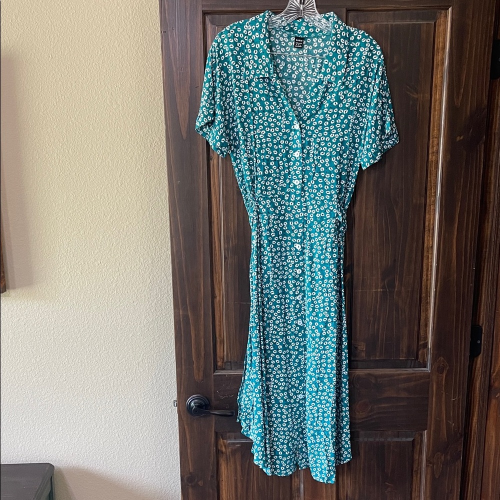 SHEIN Teal Floral Wrap Dress for Women